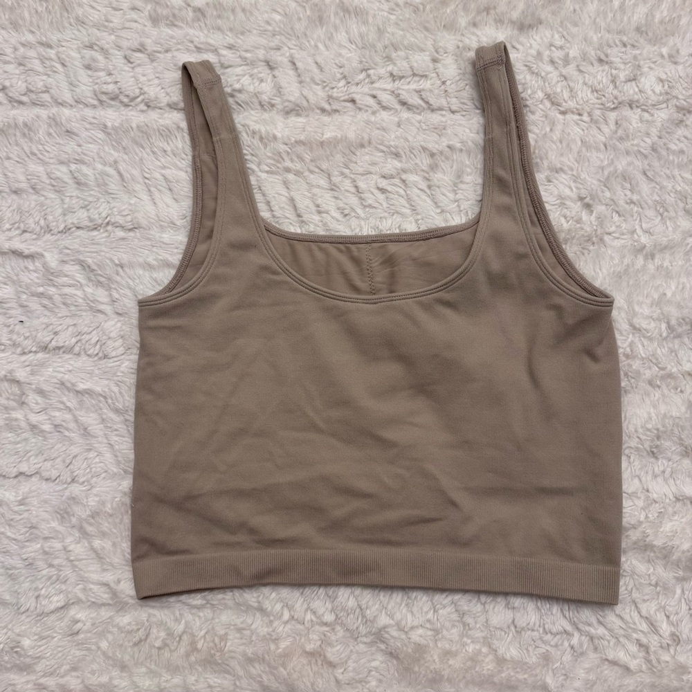 Wish list built in bra Medium Tan Cropped Tank Top